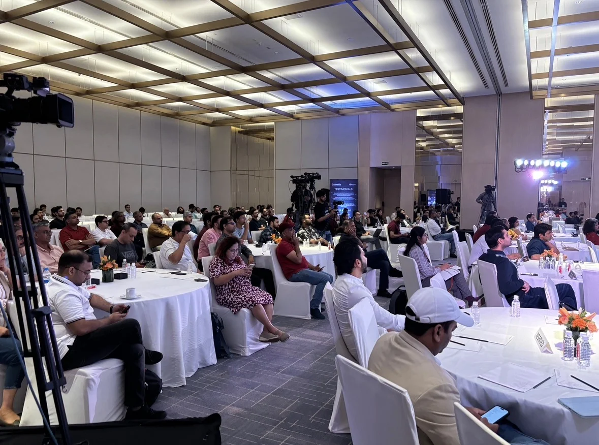 Founders and attendees at Conquest demo day.