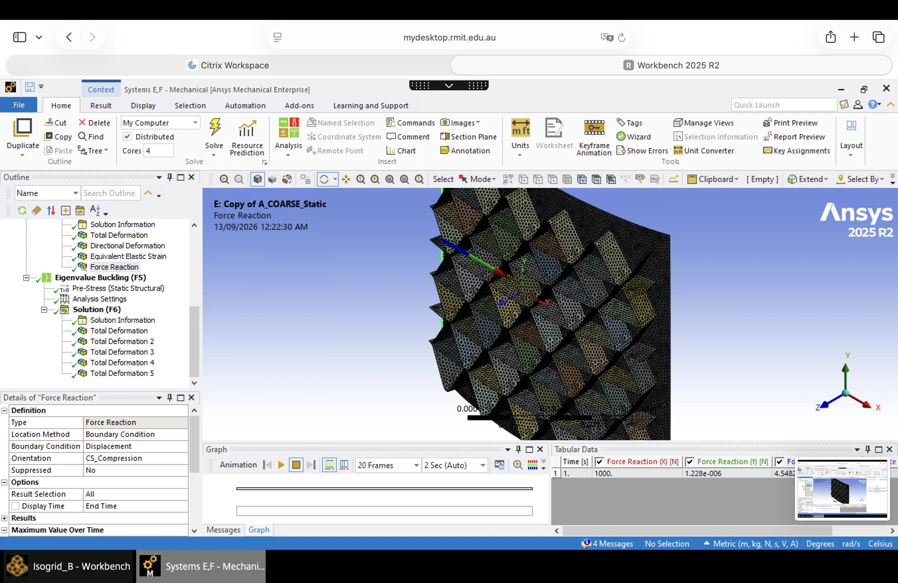 ANSYS structural analysis of the isogrid