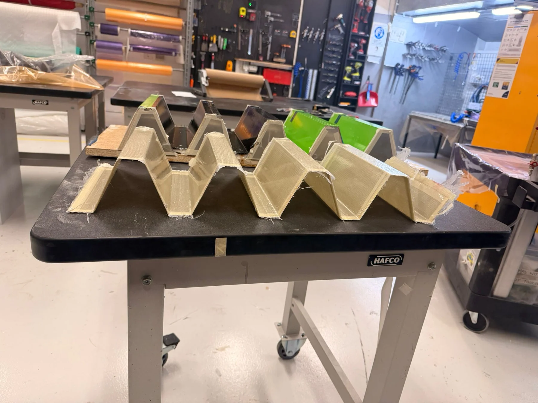 Composite sections after curing.