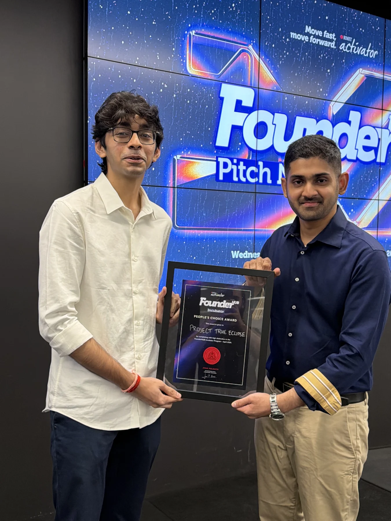 People’s Choice Award at FounderHub, RMIT Activator.