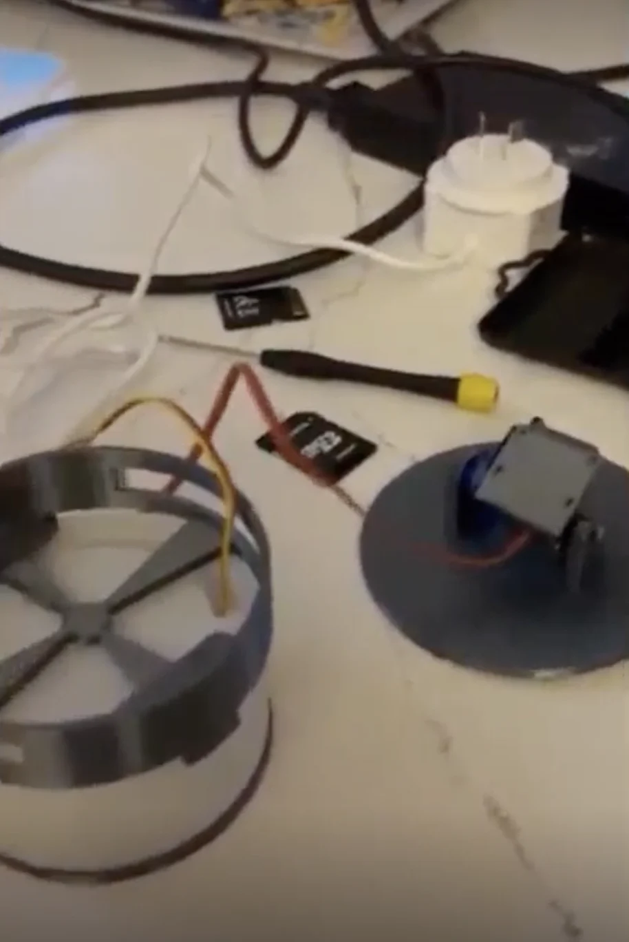 Camera rotation mount during ground-station assembly.